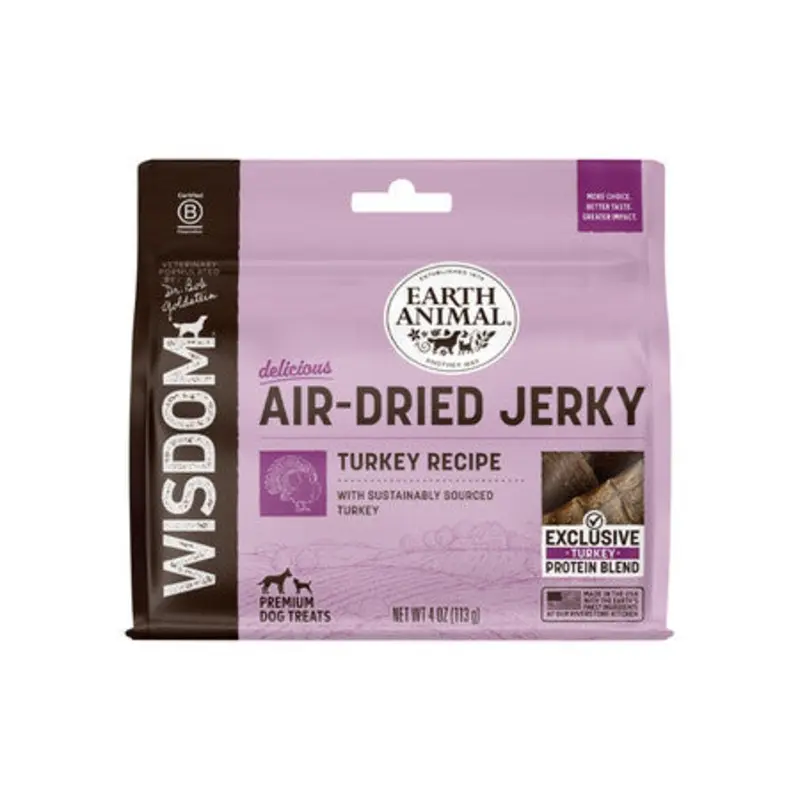 Earth Animal Dog Wisdom Air Dried Jerky Turkey 4 oz