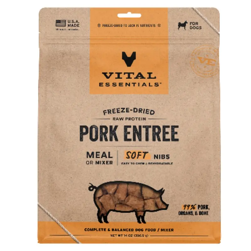 Vital Freeze-Dried Raw Pork Entree & Mixer Dog Food Soft Nibs 14oz
