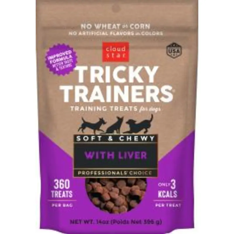 Cloud Star Tricky Trainers Soft & Chewy Dog Treats, Liver, 14 oz. Pouch
