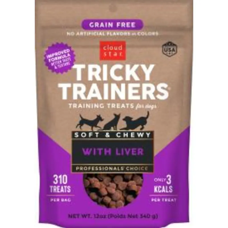 Cloud Star Tricky Trainers Soft & Chewy Grain Free Dog Treats, Liver, 12 oz. Pouch