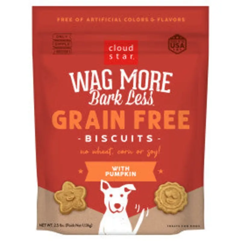 Cloud Star Wag More Bark Less Crunchy Grain Free Dog Treats, Pumpkin, 2.5 lb. Pouch