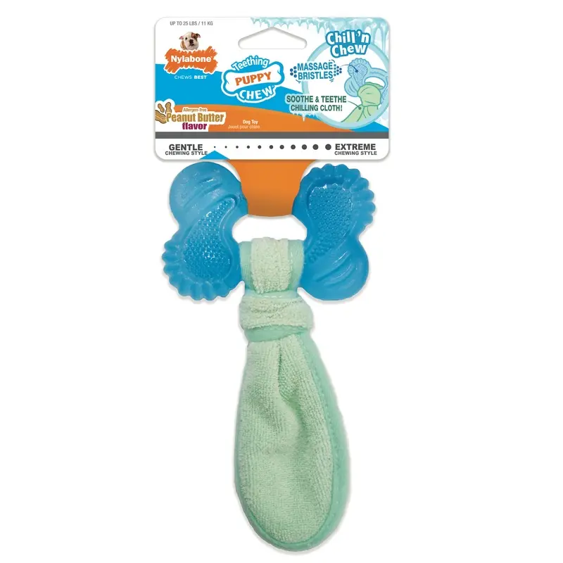 Nylabone Puppy Chew Freezer Dog Toy Peanut Butter Chill & Chew Bone Small/Regular