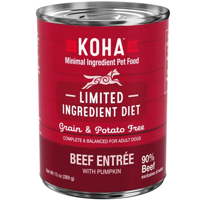 Koha Grain Free Limited Ingredient 13.2oz Canned Dog Food 90% Beef
