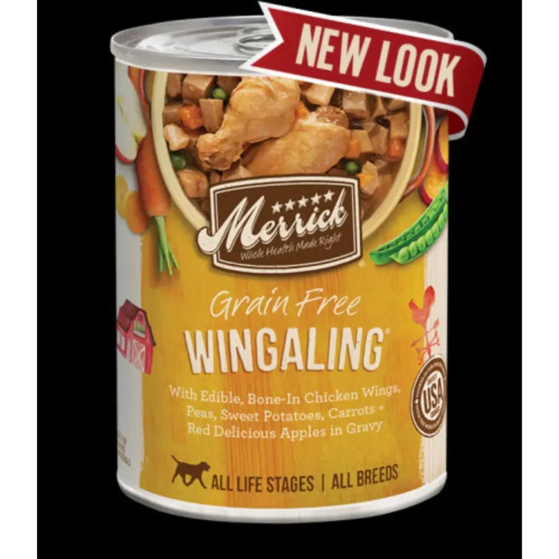 Merrick Wingaling Chicken Wing Sliced Dog Food Grain Free 12.7 oz.