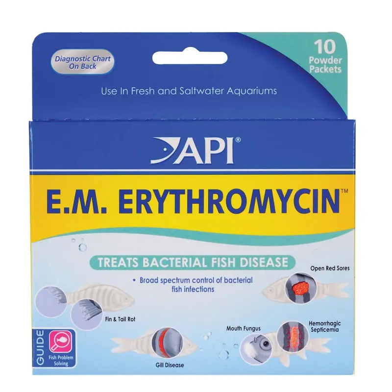 API E.M. Erythromycin Freshwater Fish Powder Medication 10 Pack