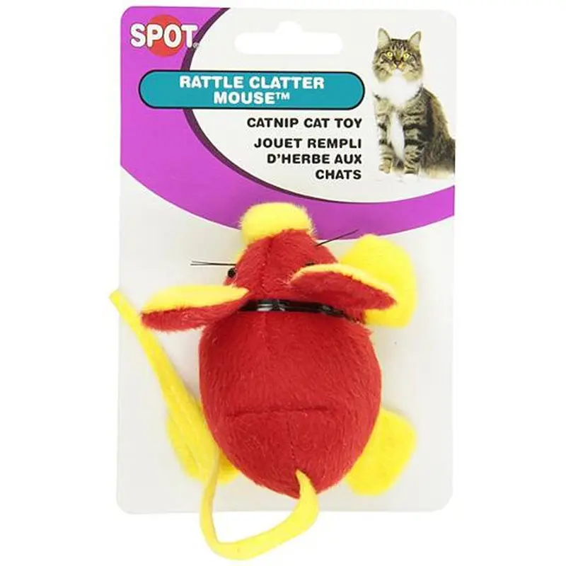 Spot Rattle Clatter Mouse Cat Toy with Catnip Assorted 4in LG