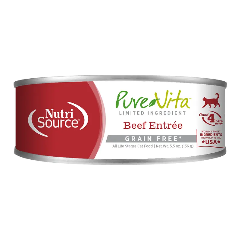 NutriSource Pure Vita 96% Grain Free Beef & Beef Liver Entre Cat 12 / 5 oz