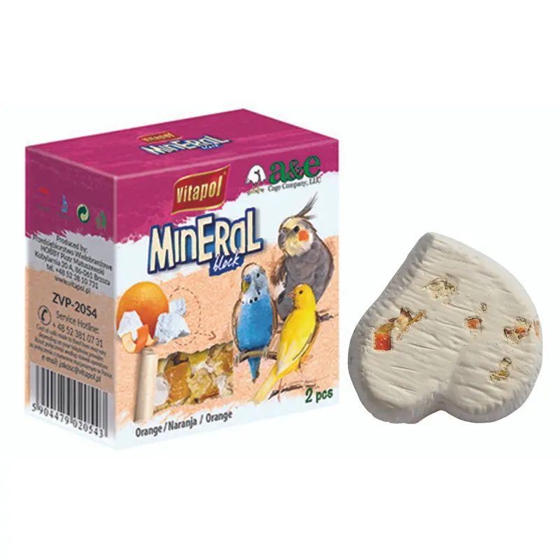 A & E Cages Vitapol Infused Mineral Block for Birds Orange 35 grams