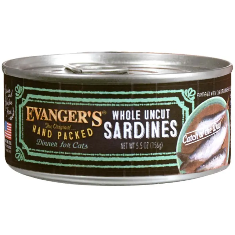 Evanger's Hand Packed Wet Cat Food Whole Uncut Sardines 5.5oz 24pk