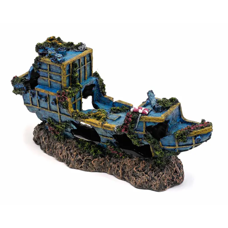 Penn-Plax Pirate Treasure Ship Aquarium Ornament Multi-Color 3in SM