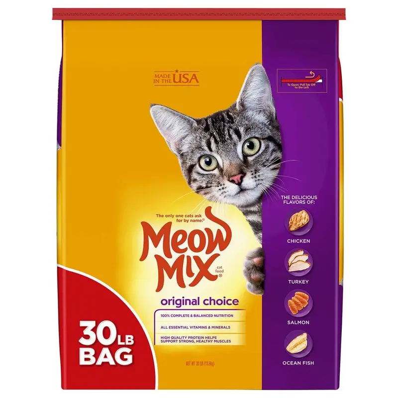 Meow-Mix Original Choice Dry Cat Food Chicken, Turkey, Salmon & Ocean Fish 30lb