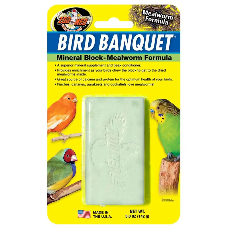 Zoo Med Bird Banquet Mealworm Formula Mineral Block Green 5oz LG