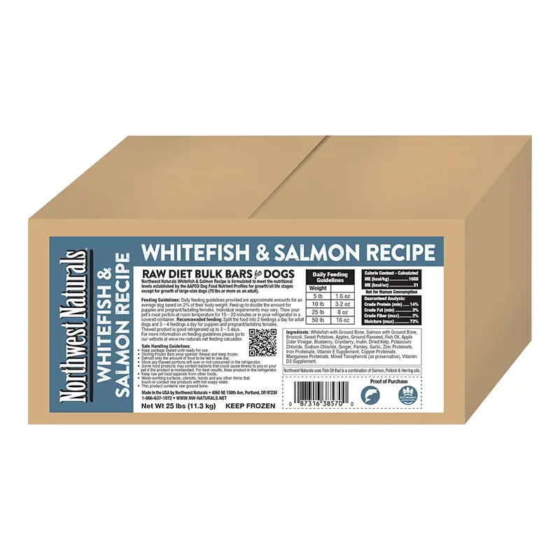 Northwest Naturals Dog Frozen Whitefish & Salmon Bars Bulk 25lb 
