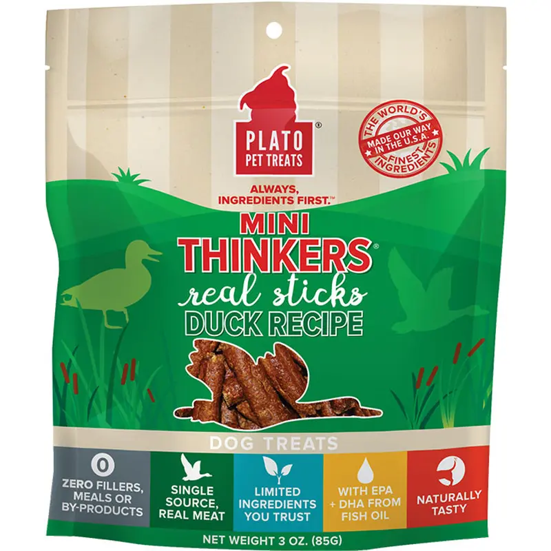Plato Mini Thinkers Duck Dog Treat Recipe 3oz 