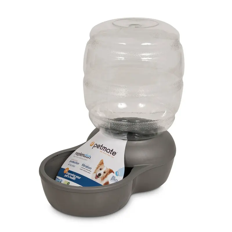 Petmate Replendish Water With Microban Mason Silver MD