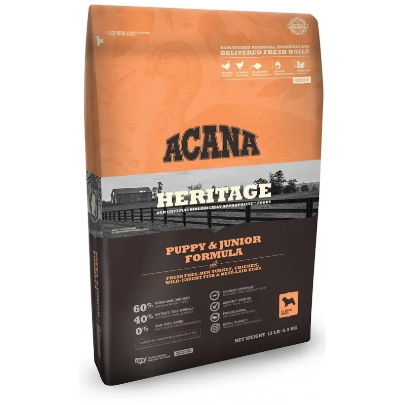 Acana Heritage Puppy and Junior Formula Grain Free Dry Dog Food-4.5-lb-