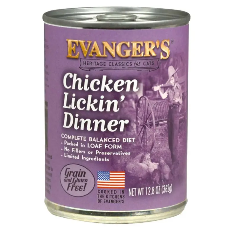 Evanger's Heritage Classic Wet Cat Food Chicken Lickin' 12.8oz 12pk