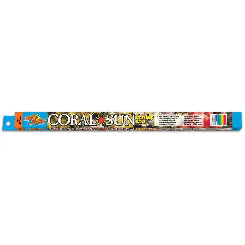 Zoo Med Coral Sun Actinic 420 T8 Lamp Blue 18 in