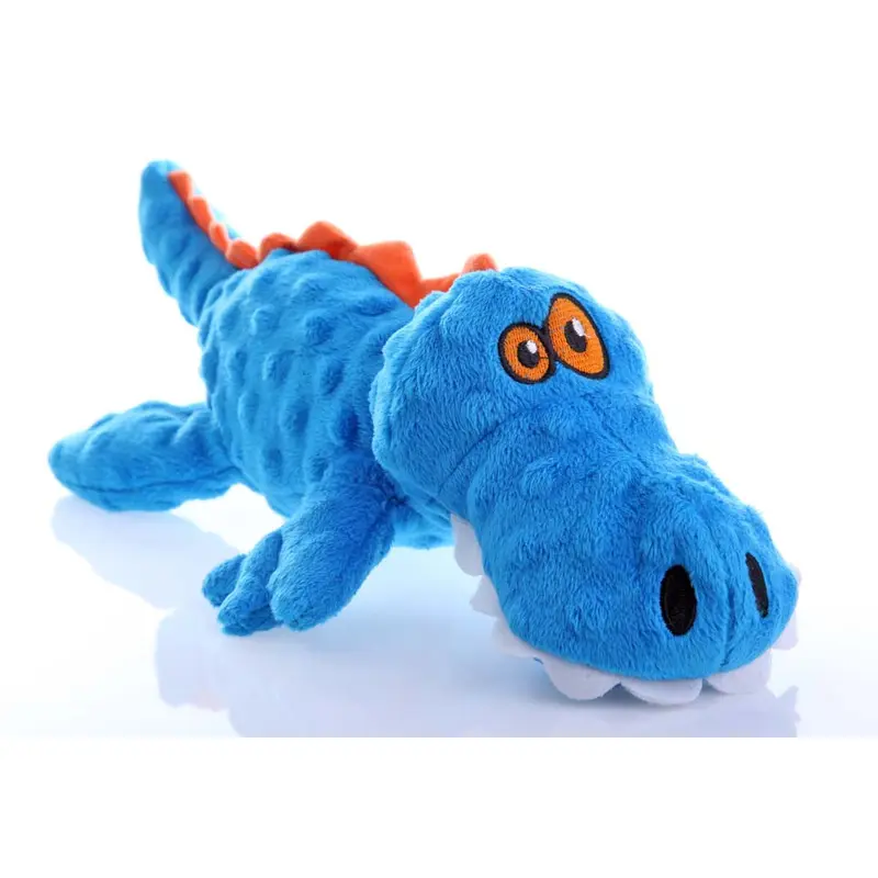 goDog Just For Me Gator with Chew Guard Technology Tough Plush Dog Toy Blue LG