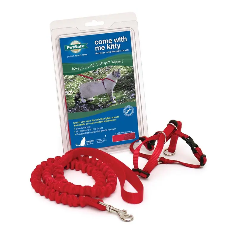 PetSafe Premier Come With Me Kitty Harness & Bungee Leash Combo Red/Cranberry SM