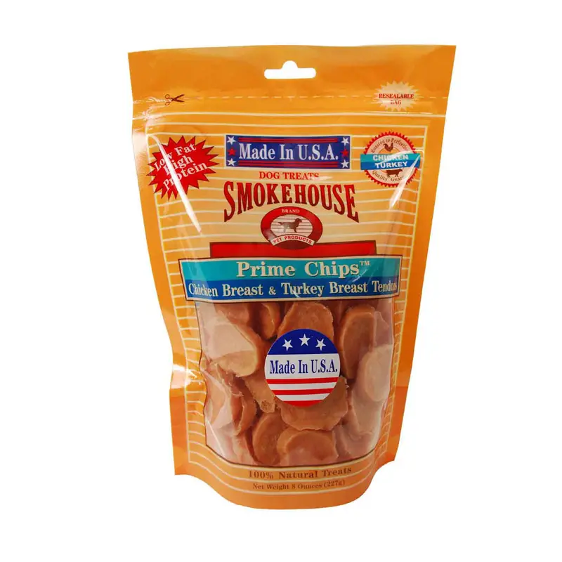 Smokehouse USA Made Prime Chips Dog Treat Chicken & Turkey 8 oz
