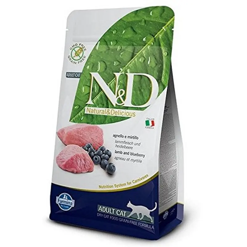 Farmina N&d Natural And Delicious Prime Adult Lamb & Blueberry Dry Cat Food-3.3-lb-
