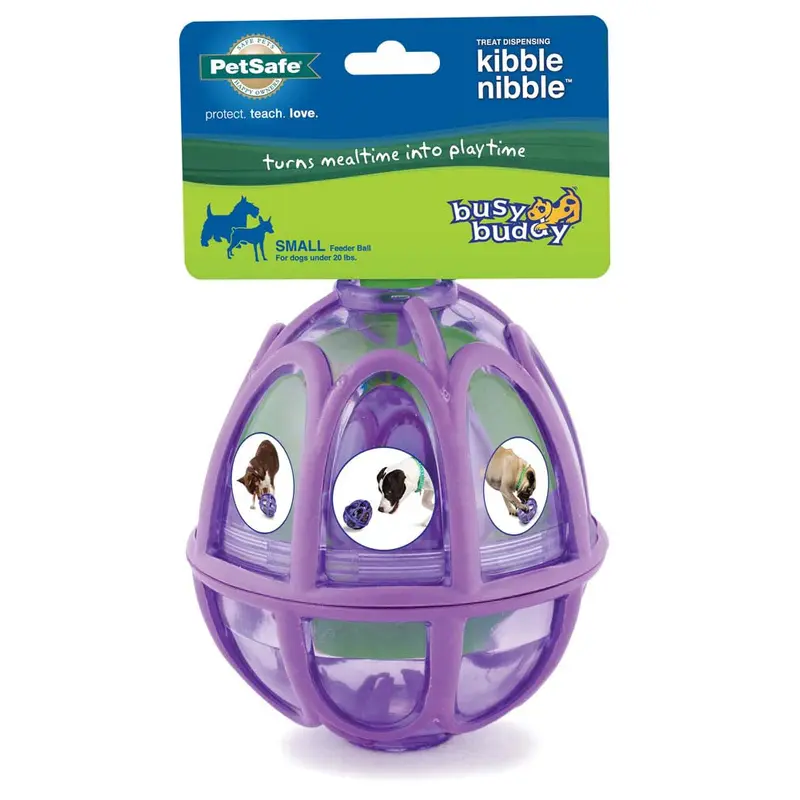 Busy Buddy Dog Toy Kibble Nibble Feeder Ball Purple SM