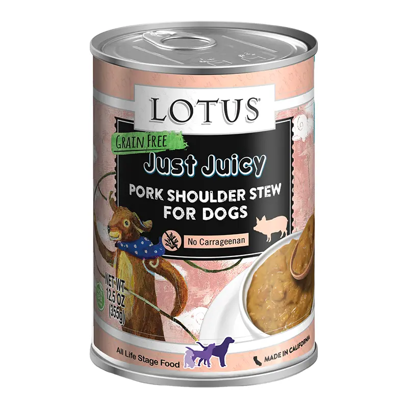 Lotus Dog Juicy Grain Free Pork Shoulder Stew 12.5oz 12 Pack 