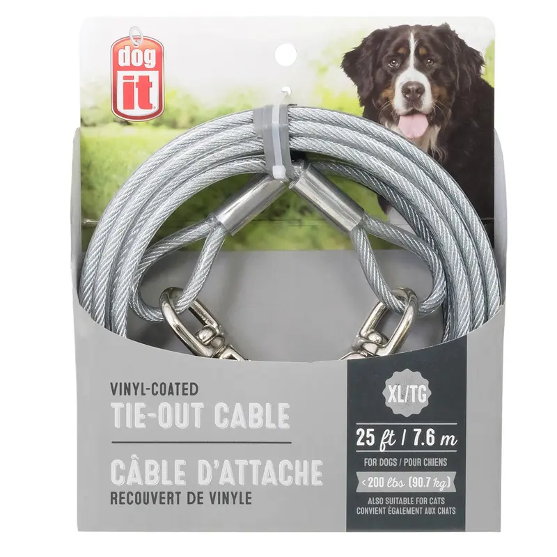 Dogit Tie-Out Cable, X-Large, 25', Clear