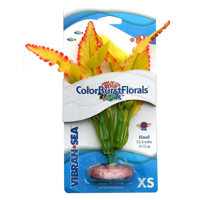 Blue Ribbon Colorburst Florals Ferndale Aquarium Plant Yellow XS
