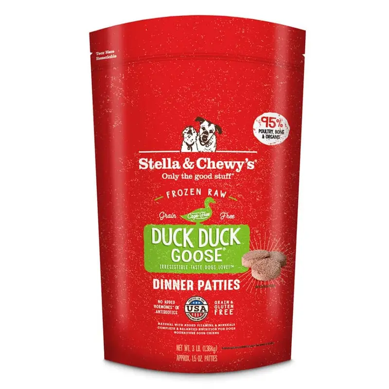 Stella & Chewy's Duck Duck Goose Frozen Raw Dinner Patties Dog Food 3lb