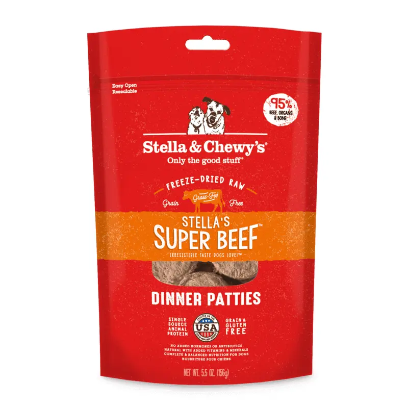 Stella & Chewy's Stella's Super Beef Freeze-Dried Raw Dinner Patties Dog Food 14oz