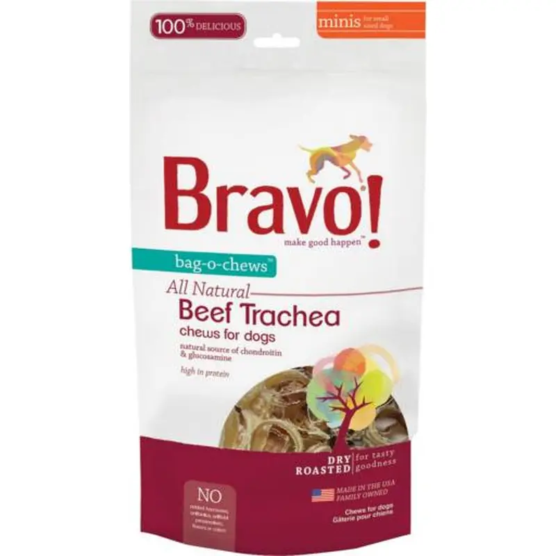 Bravo! Beef Trachea - Minis - Bag-O-Chews 6oz 