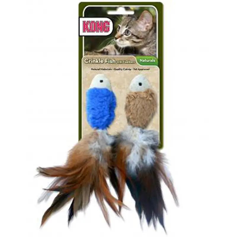 KONG Natural Crinkle Fish Catnip Toy Assorted One Size 2 Pack