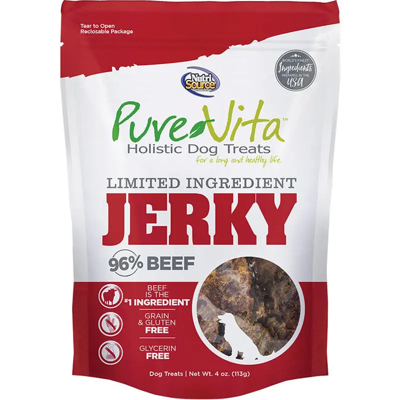 NutriSource Pure Vita Beef Jerky Treats 4oz  