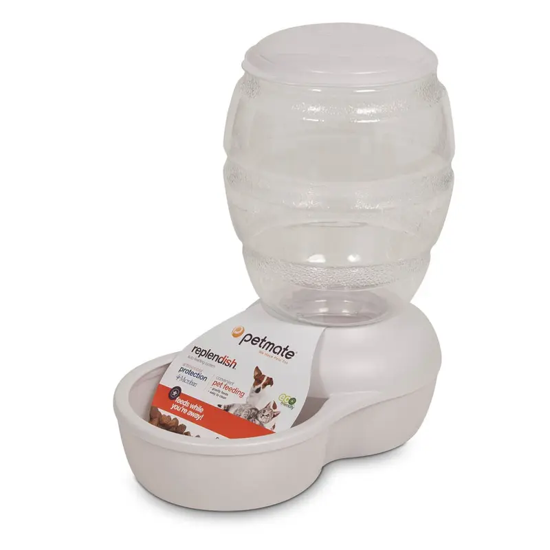 Petmate Replendish Feeder with Microban Pearl Silver Grey SM