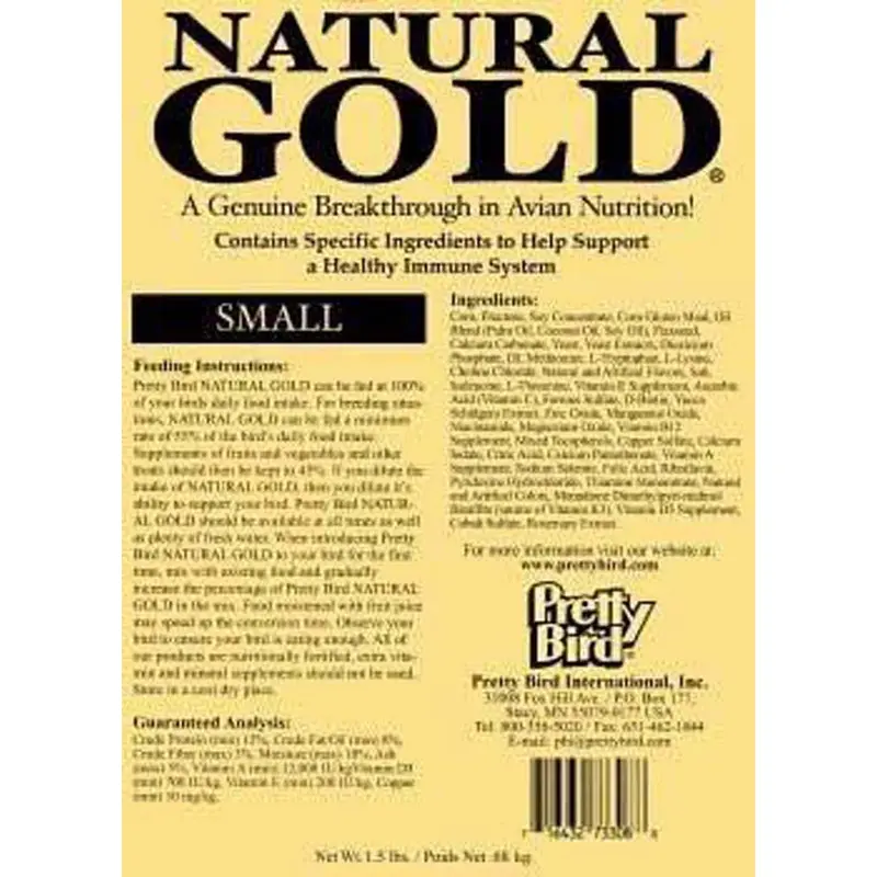 Pretty Bird International Natural Gold Pelleted Bird Food 30lb SM