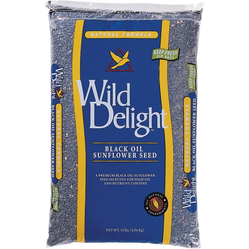 Wild Delight Black Oil Sunflower Seed Food for Birds, 10lb