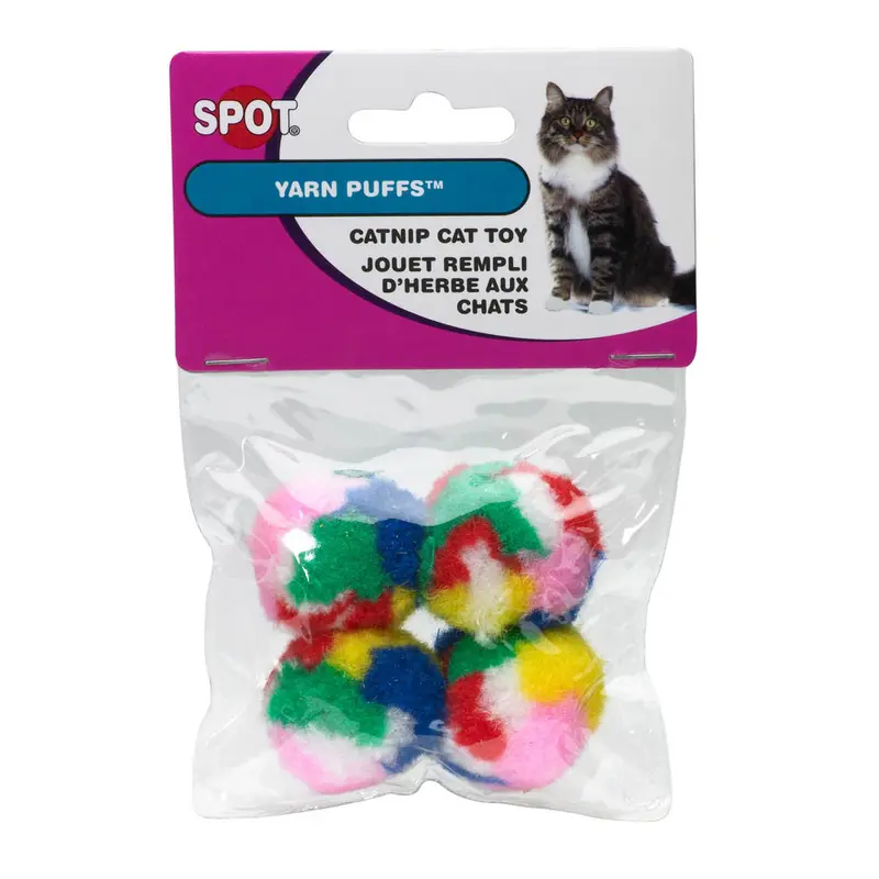 Spot Kitty Yarn Puffs Catnip Toy Assorted 1.5in 4pk SM
