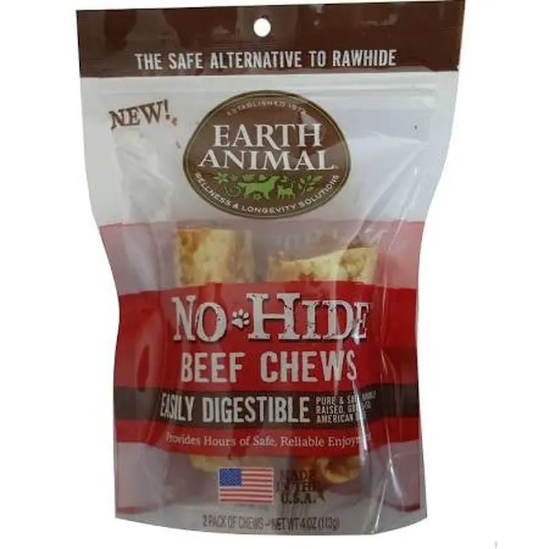 Earth Animal Dog No Hide Beef 4in 2pk 