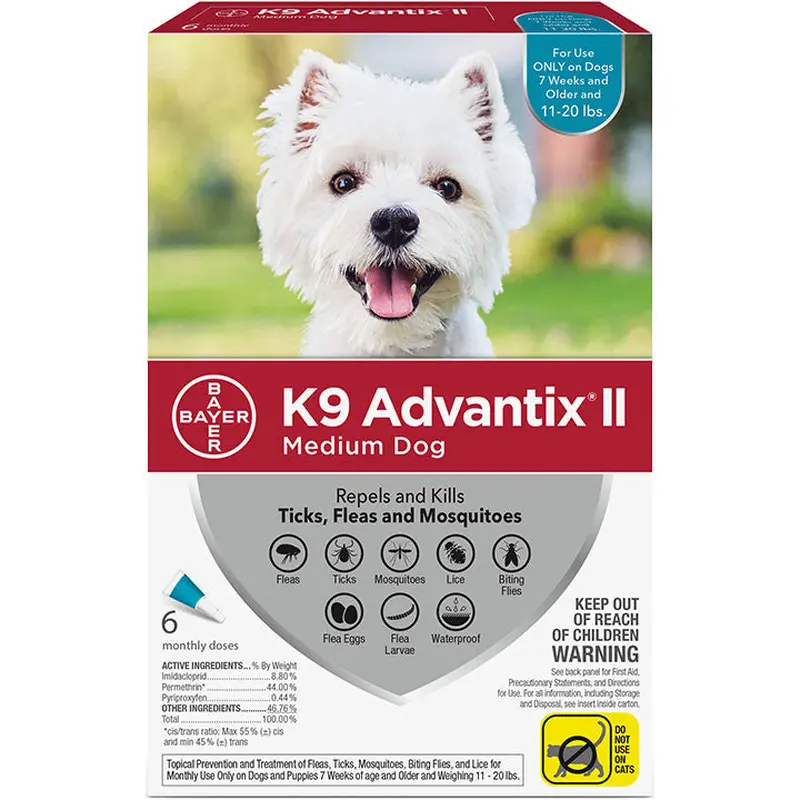K9 Advantix Ii Dog Medium 11-20lb Teal 6 Pack