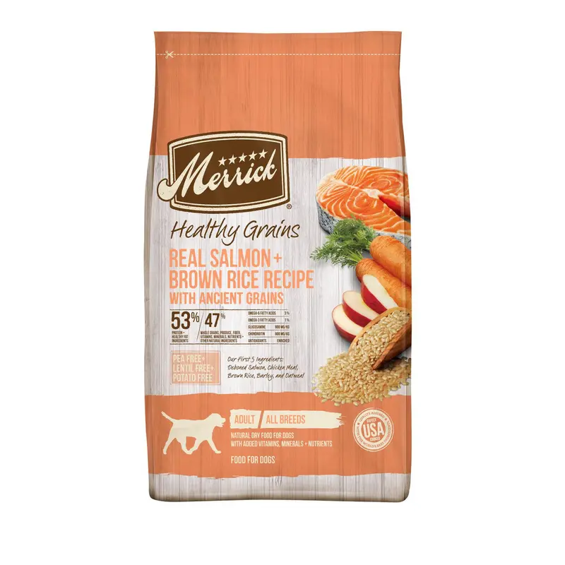 Merrick Healthy Grains Salmon & Brown Rice Recipe w/ Ancient Grains Dog  4 lb