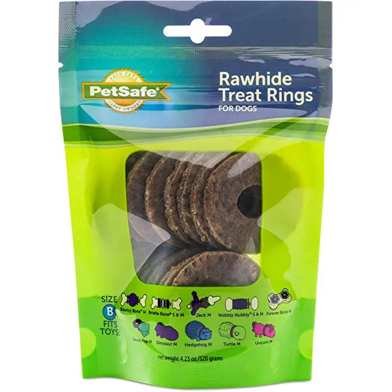 Busy Buddy Natural Rawhide Rings Peanut Butter MD Size B