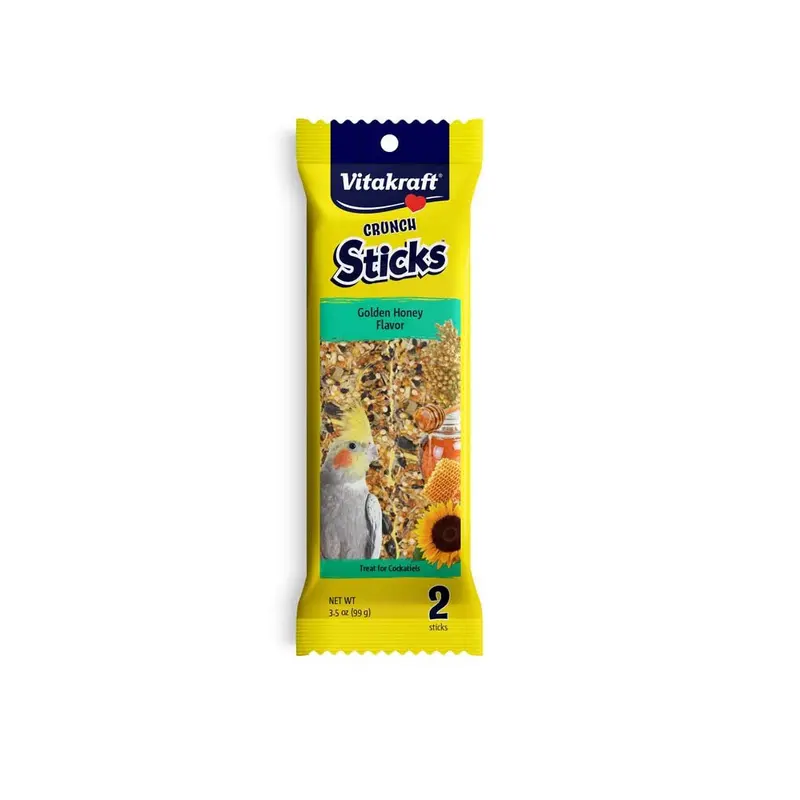 Vitakraft Crunch Sticks Golden Honey Flavor Cockatiel Treat 3.5 oz 2 Count