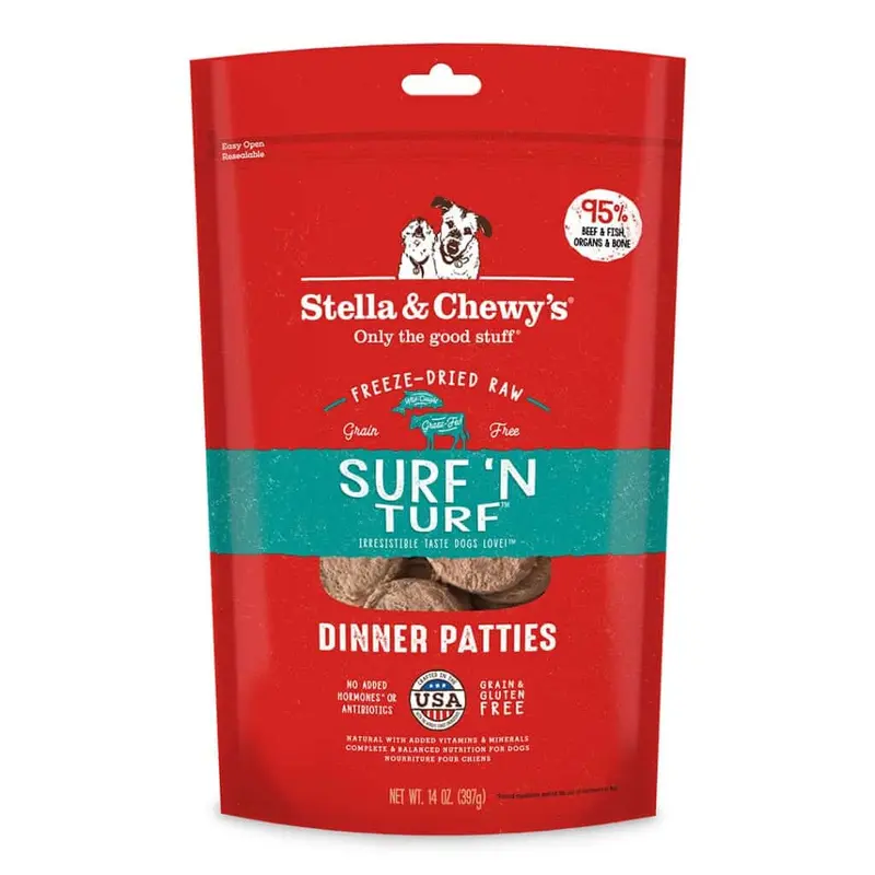 Stella & Chewy's Surf 'N Turf Freeze-Dried Raw Dinner Patties Dog Food 5.5oz