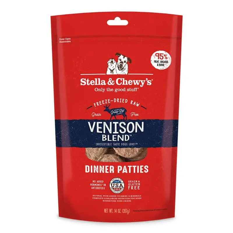 Stella & Chewy's Venison Blend Freeze-Dried Raw Dinner Patties Dog Food 14oz