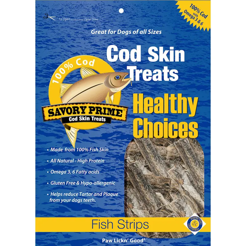 Savory Prime Cod Skin Strips Dog Treat 4 oz