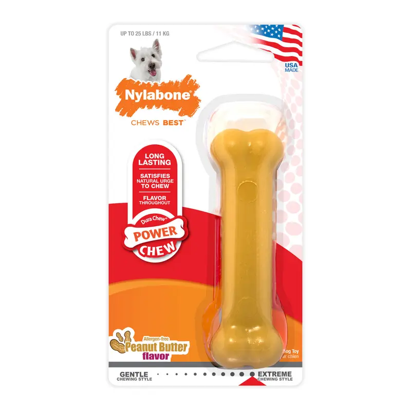 Nylabone Power Chew Durable Dog Toy Peanut Butter Small/Regular (1 Count) (D)