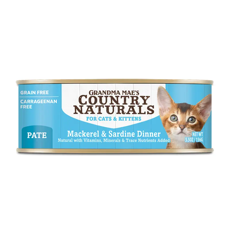 Grandma Mae's Country Naturals Grain Free Wet Cat Food Mackerel & Sardine 5.5oz 24pk