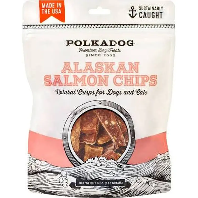 Polka Dog Salmon Chips Pouch 4oz 